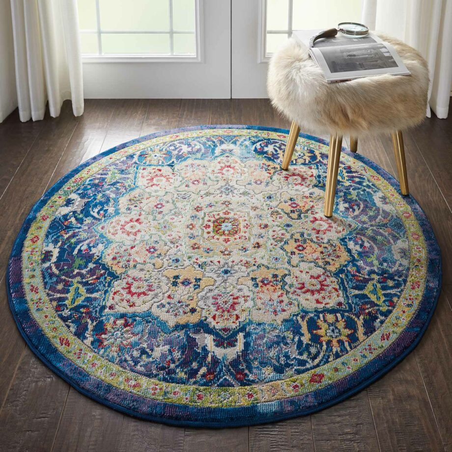 Nourison tapijt Ankara Global ANR03 BLUE 4xRND 099446456571 interior 1 C