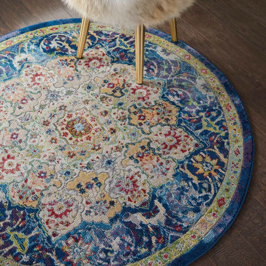 Nourison tapijt Ankara Global ANR03 BLUE 4xRND 099446456571 interior 2 C