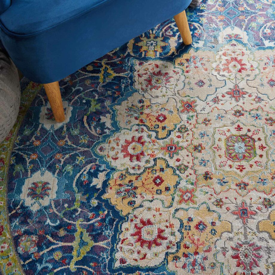 Nourison tapijt Ankara Global ANR03 BLUE 6xRND 099446456601 interior 2 C
