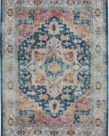 Nourison tapijt Ankara Global ANR11 BLUMT BLUE MULTI 5x8 099446498076 flat C