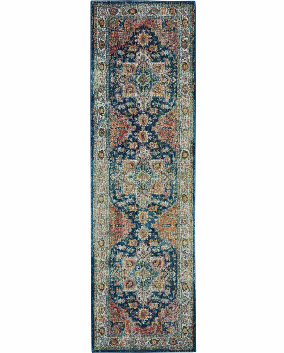 Nourison tapijt Ankara Global ANR11 BLUMT BLUE MULTICOLOR 2x6 099446498014 flat C
