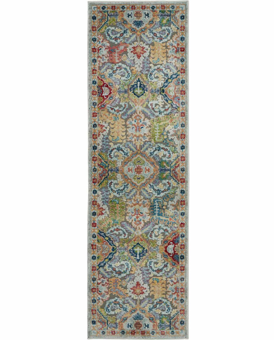 Nourison tapijt Ankara Global ANR12 GRYMT GREY MULTI 2x6 099446498151 flat C
