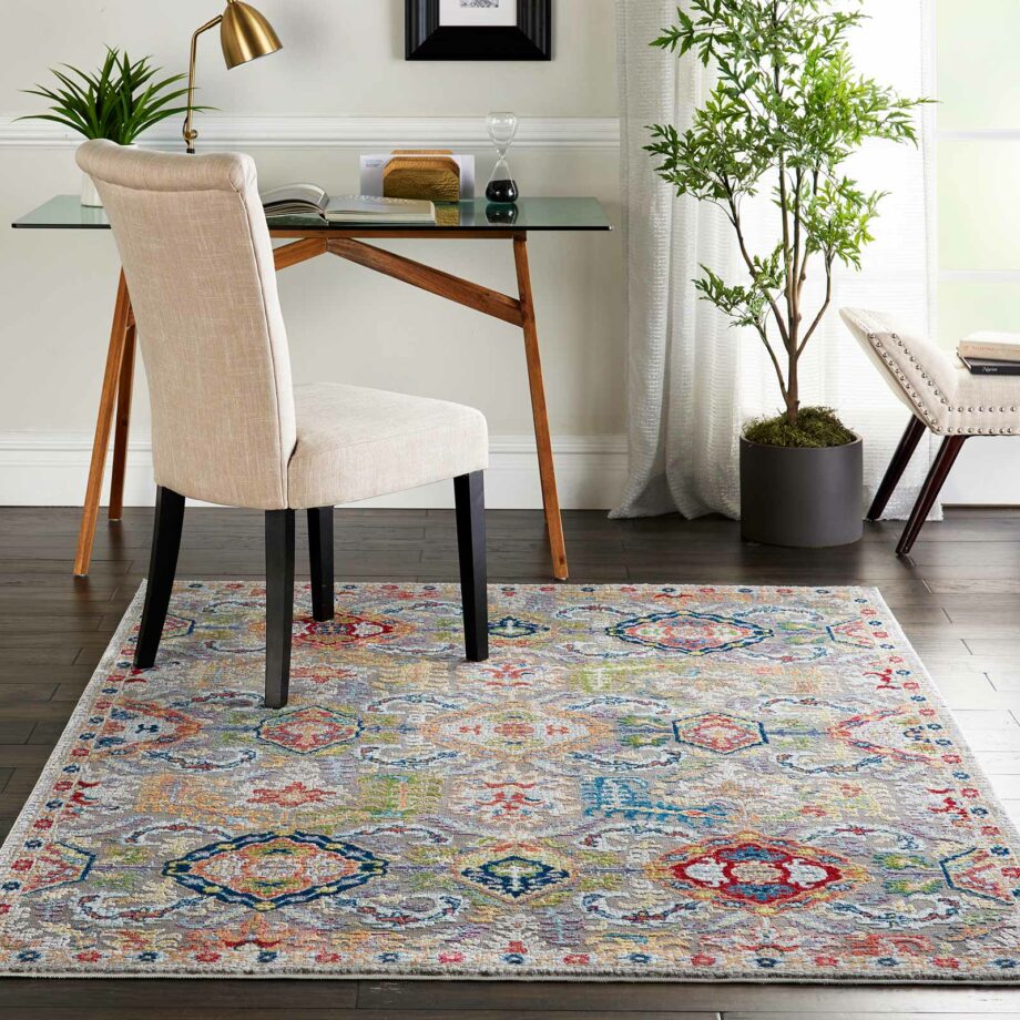 Nourison tapijt Ankara Global ANR12 GRYMT GREY MULTI 5X8 099446498205 interior 1 C