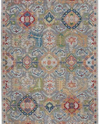 Nourison tapijt Ankara Global ANR12 GRYMT GREY MULTI 5x8 099446498205 flat C