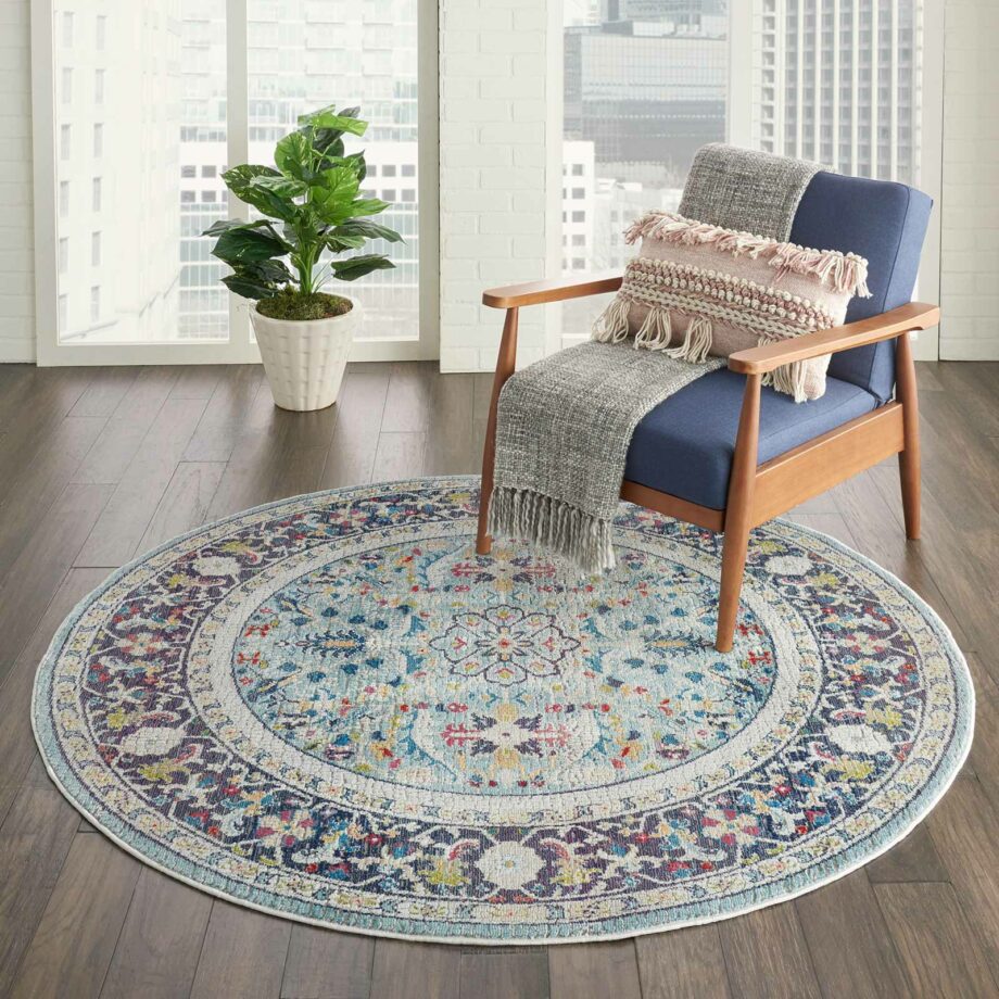 Nourison tapijt Ankara Global ANR14 TEAL MULTI 4xRND 099446498427 interior 1 C