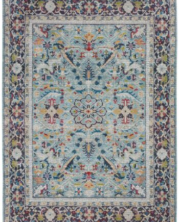 Nourison tapijt Ankara Global ANR14 TEAL MULTI 5x8 099446498441 flat C