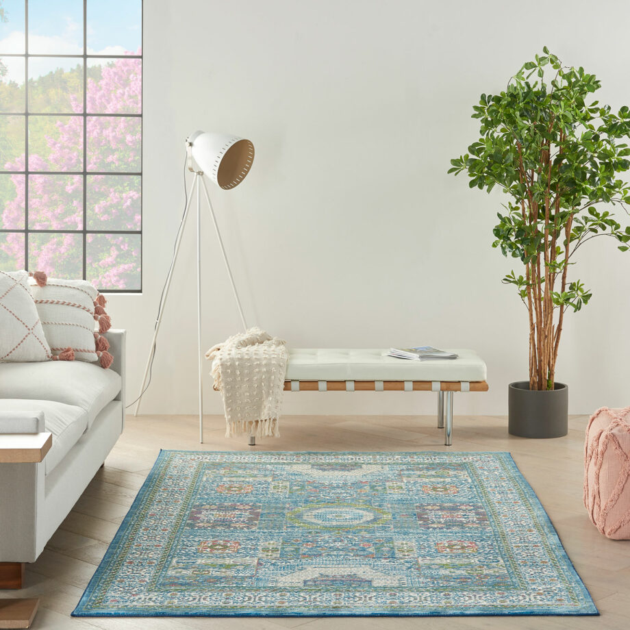 Nourison tapijt Ankara Global ANR17 IVLTB IVORY LIGHT BLUE 5X8 099446855862 interior 3