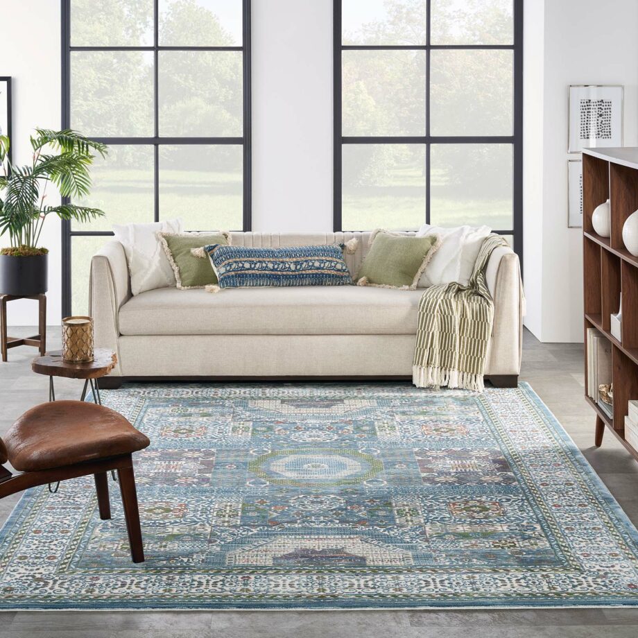 Nourison tapijt Ankara Global ANR17 IVLTB IVORY LIGHT BLUE 8x10 099446855909 interior 3