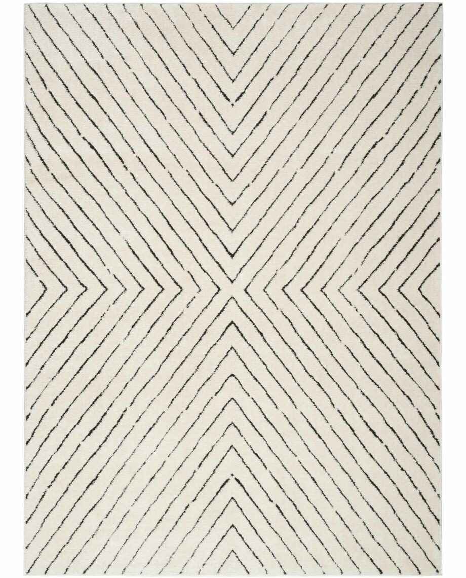 Nourison tapijt Modern Comfort MNC01 IVBLK IVORY BLACK 5x7 099446902139