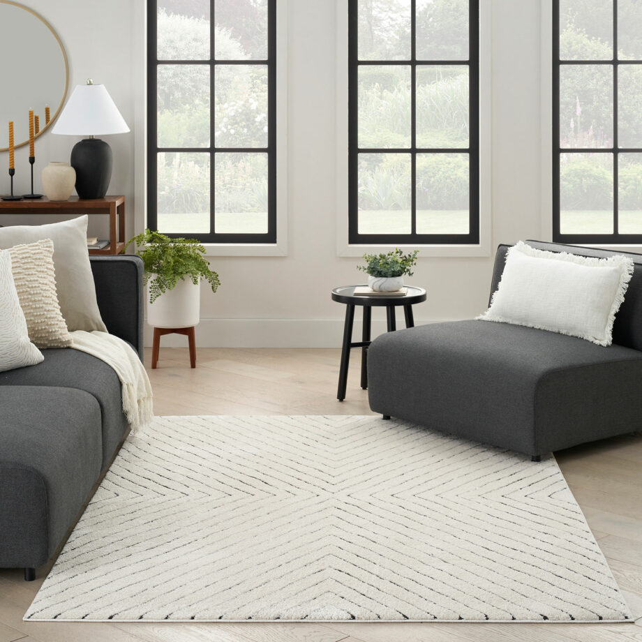 Nourison tapijt Modern Comfort MNC01 IVBLK IVORY BLACK 5x7 099446902139 interior 3