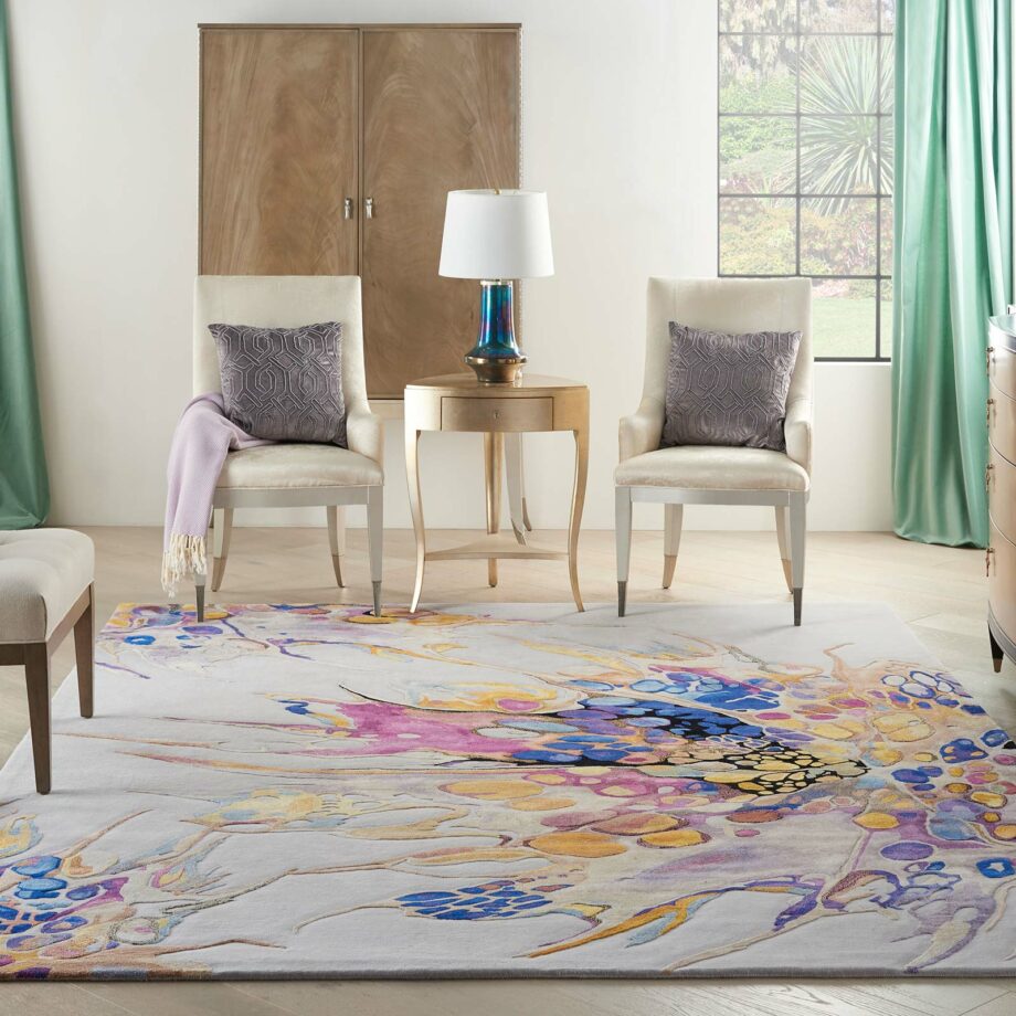 Nourison tapijt Prismatic PRS20 GRLMT GREY LILAC MULTICOLOR 8x10 099446814098 interior 3 Copy