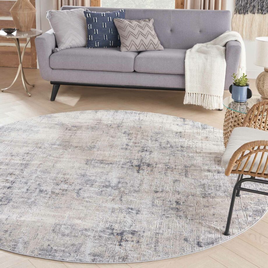 Nourison tapijt Rustic Textures RUS01 GRYBG GREY BEIGE 8XRND 099446835871 interior 1