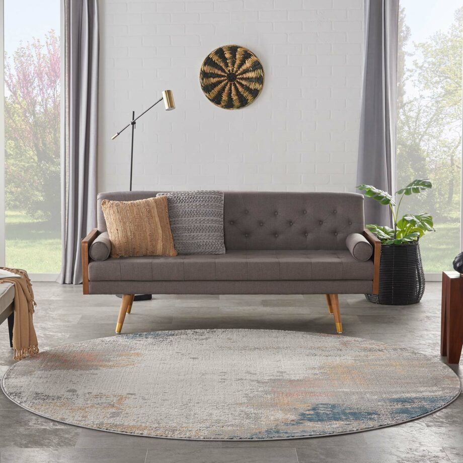 Nourison tapijt Rustic Textures RUS13 GRYBL GREY BLUE 8XRND 099446836083 interior 3
