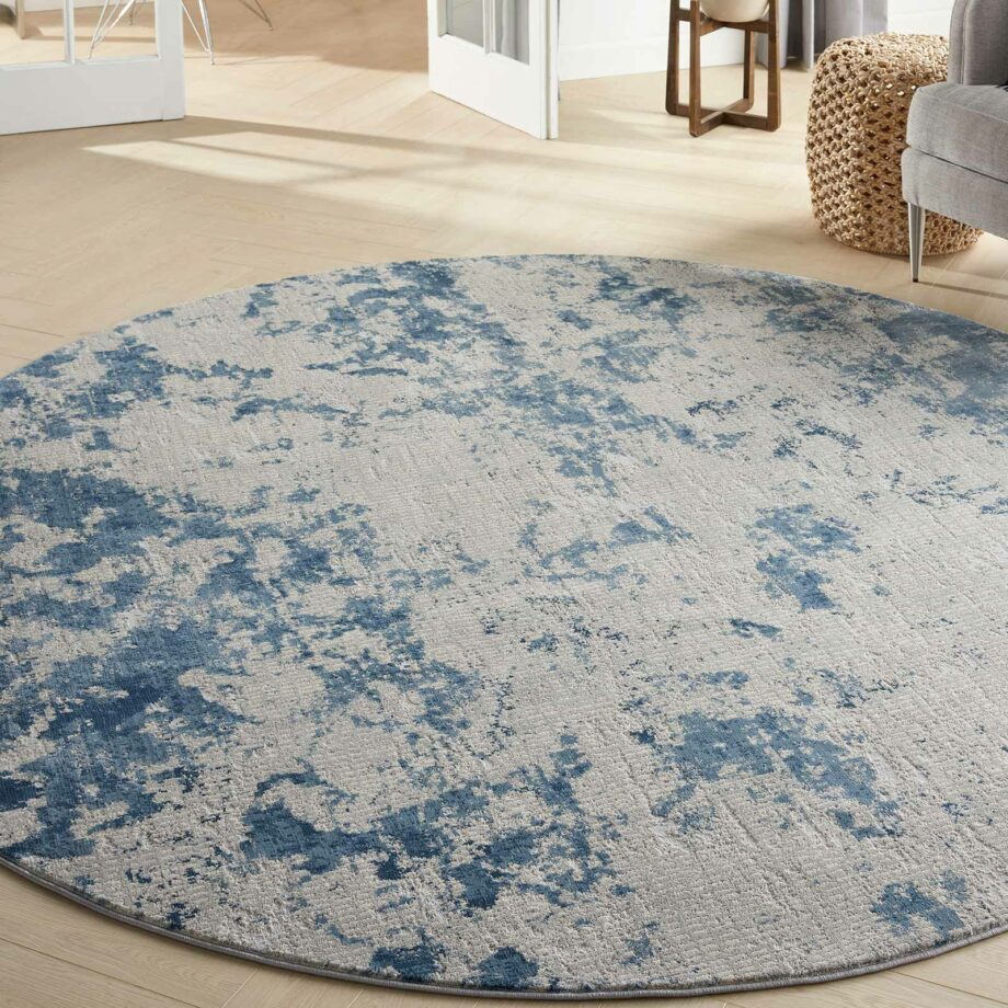 Nourison tapijt Rustic Textures RUS16 GRYBL GREY BLUE 8XRND 099446836120 interior 1