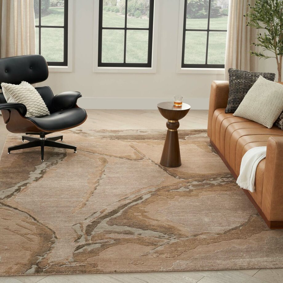 Nourison tapijt Silk Shadows SHA24 BGSIL BEIGE SILVER 8x10 099446929396 interior 1