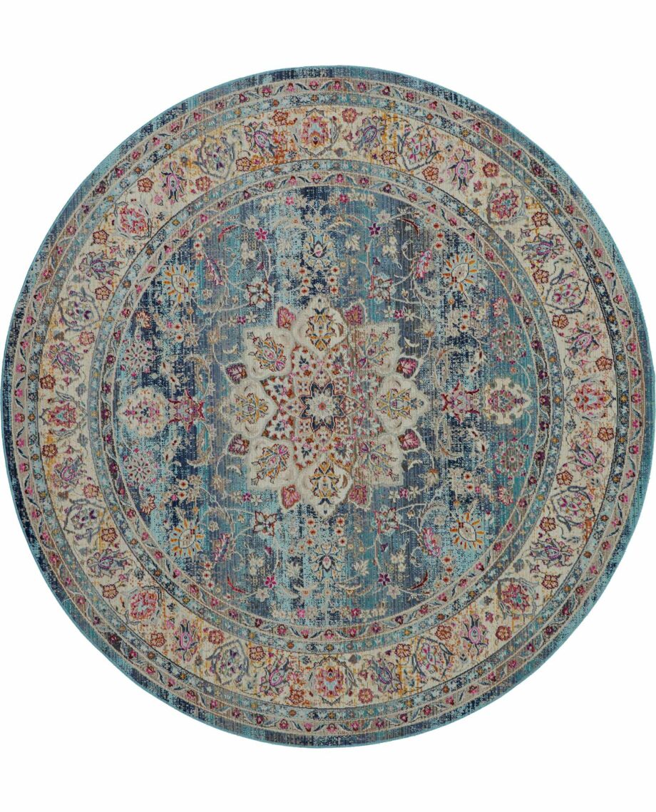 Nourison tapijt Vintage Kashan VKA01 BLUE 6xRND 099446454980 C