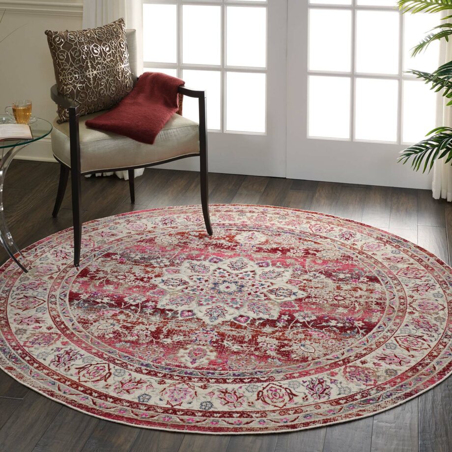 Nourison tapijt Vintage Kashan VKA01 RED 6xRND 099446455222 interior 3 C