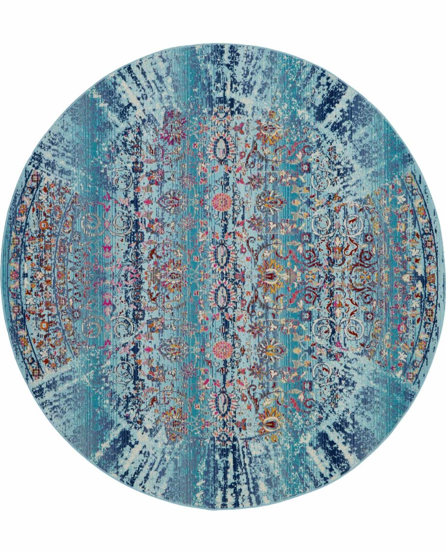Nourison tapijt Vintage Kashan VKA02 BLUE 6xRND 099446455338 C