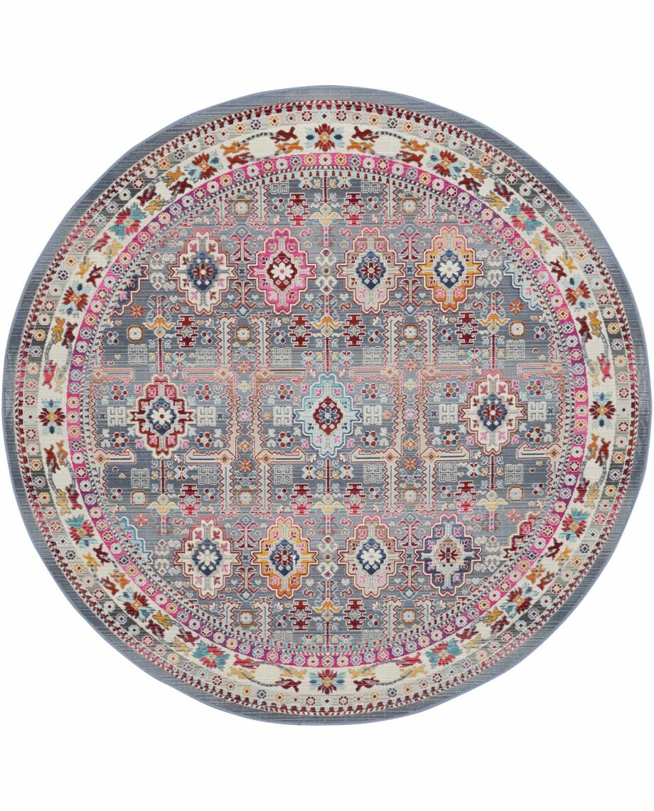 Nourison tapijt Vintage Kashan VKA05 GYMTC GREY MULTICOLOR 6xRND 099446811844