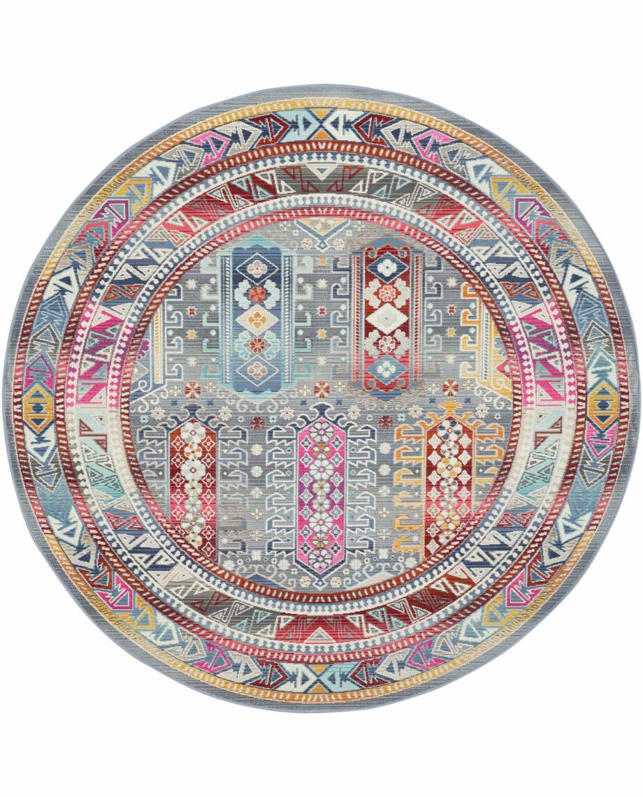 Nourison tapijt Vintage Kashan VKA06 GYMTC GREY MULTICOLOR 6xRND 099446811981