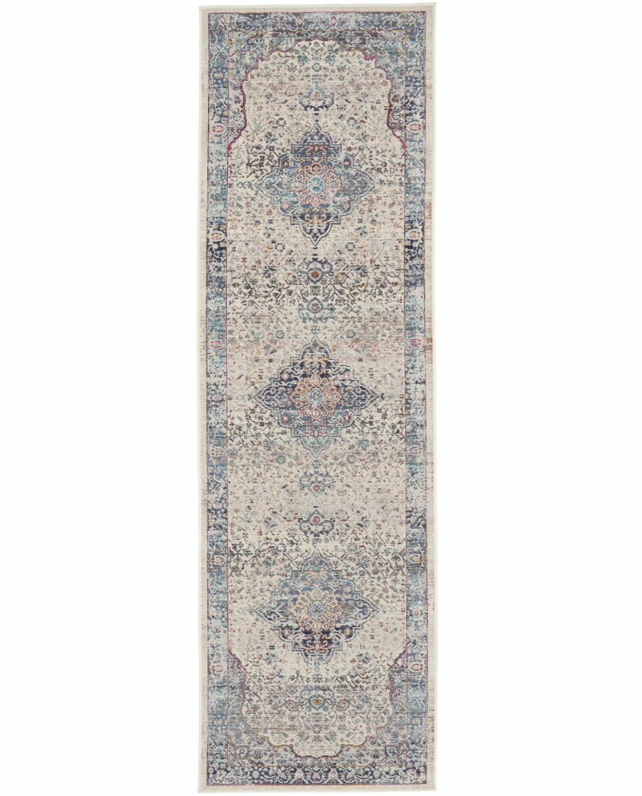 Nourison tapijt Vintage Kashan VKA07 IVBLU IVORY BLUE 2x8 099446812032
