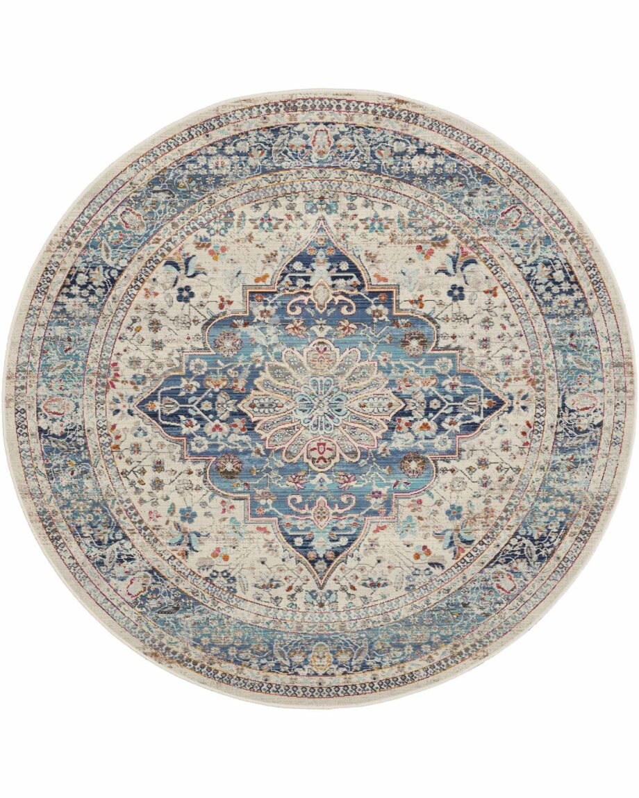 Nourison tapijt Vintage Kashan VKA07 IVBLU IVORY BLUE 6xRND 099446812100
