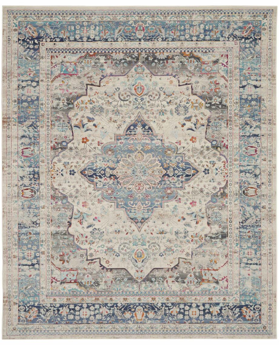 Nourison tapijt Vintage Kashan VKA07 IVBLU IVORY BLUE 8x10 099446812117