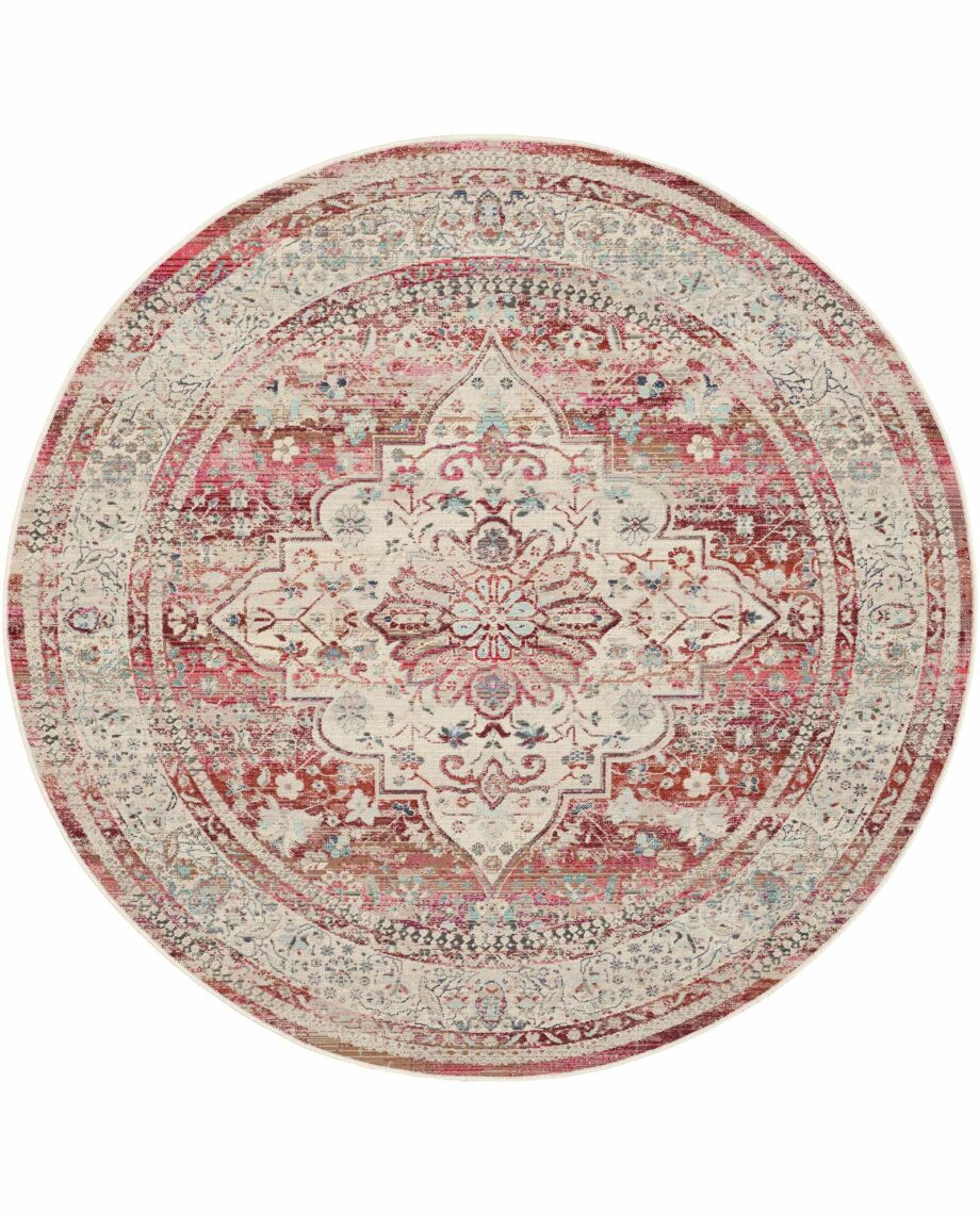 Nourison tapijt Vintage Kashan VKA07 REDIV RED IVORY 6xRND 099446812247