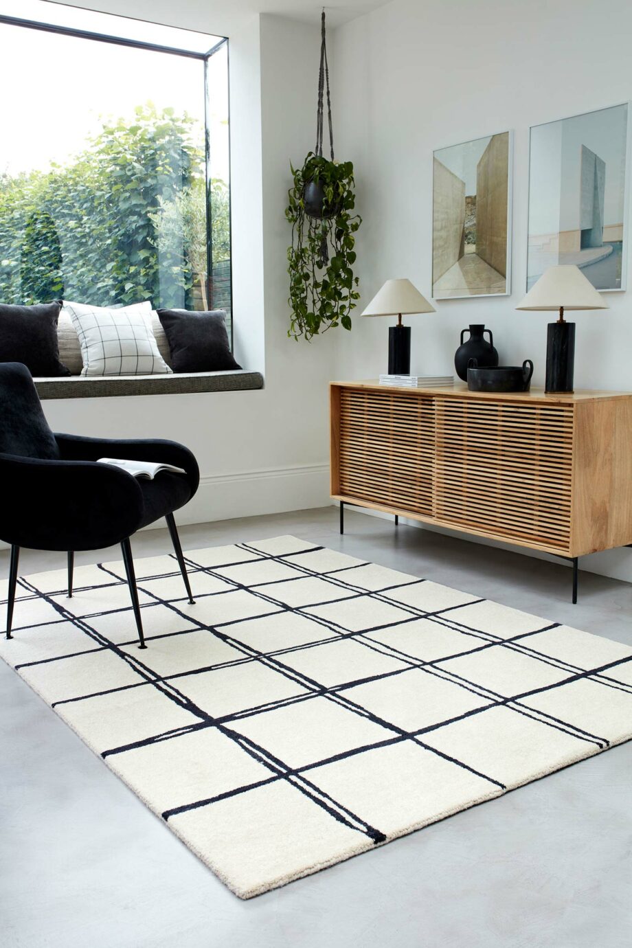 Asiatic tapijt Albany Grid Monochrome interior