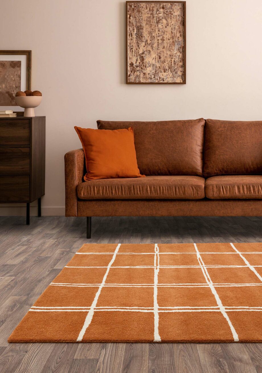 Asiatic tapijt Albany Grid Rust interior new