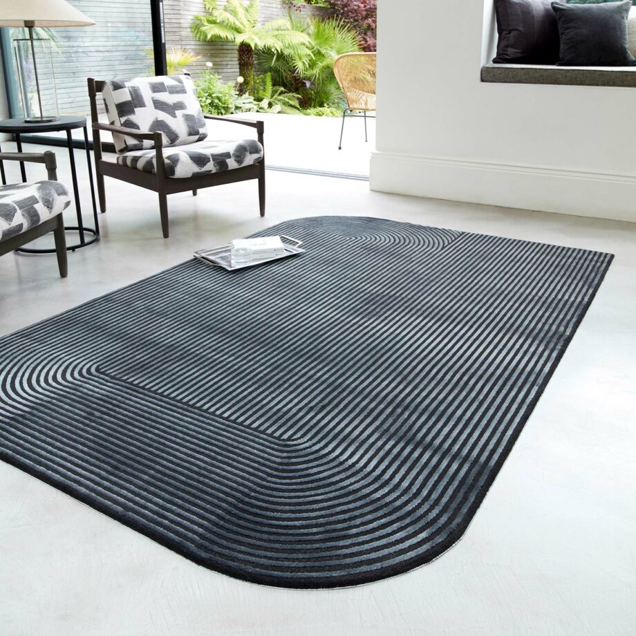 Asiatic tapijt Kuza Shape Black Charcoal interior square