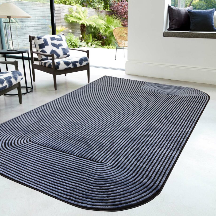 Asiatic tapijt Kuza Shape Black Navy interior square